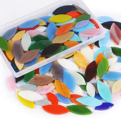 Flat Glass Mosaic Tiles, 100 pcs Stained Glass Mosaic, Petal Mosaic Tiles Flower Leaves Tiles for Home Decoration DIY Crafts