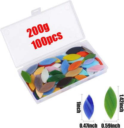 Flat Glass Mosaic Tiles, 100 pcs Stained Glass Mosaic, Petal Mosaic Tiles Flower Leaves Tiles for Home Decoration DIY Crafts
