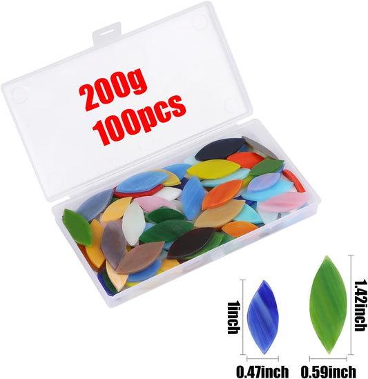 Flat Glass Mosaic Tiles, 100 pcs Stained Glass Mosaic, Petal Mosaic Tiles Flower Leaves Tiles for Home Decoration DIY Crafts