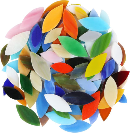 Flat Glass Mosaic Tiles, 100 pcs Stained Glass Mosaic, Petal Mosaic Tiles Flower Leaves Tiles for Home Decoration DIY Crafts