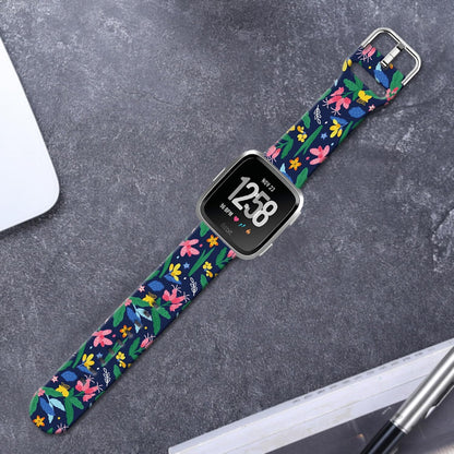 Soft Silicone Watch Bands Compatible with Fitbit Versa 2/Versa/Fitbit Versa Lite/SE Cartoon Band，23mm Cute Floral Pattern Printed Strap Replacement Wristband for Men Women Teens.