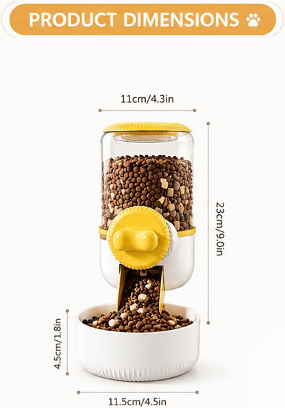 Automatic Hanging Rabbit Feeder for Cages, 44oz Large Capacity | Pet Food Dispenser, Bunny Feeder Guinea Pig Hedgehog Ferret Puppy Small Animal Automatic Feeders（Feeder only, Yellow)