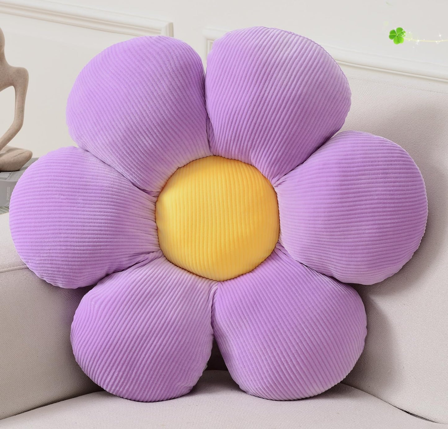 Flower Pillow,15.75" Daisy Pillow Purple Decorative Pillows | Throw Pillows,Short Plush,PP Cotton Filling,Flower Shaped,Seating Cushion,for Sofa Couch Bed,Spring Cute Home Decor