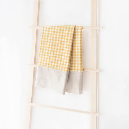 Gingham Checkered Farmhouse Rustic Picnic Style Decoration Rectangle Natural Stonewashed Cotton Tablecloth for Kitchen, Dining Room, Restaurant (55x70 inch, Yellow/Beige)