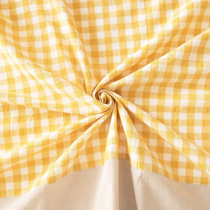 Gingham Checkered Farmhouse Rustic Picnic Style Decoration Rectangle Natural Stonewashed Cotton Tablecloth for Kitchen, Dining Room, Restaurant (55x70 inch, Yellow/Beige)