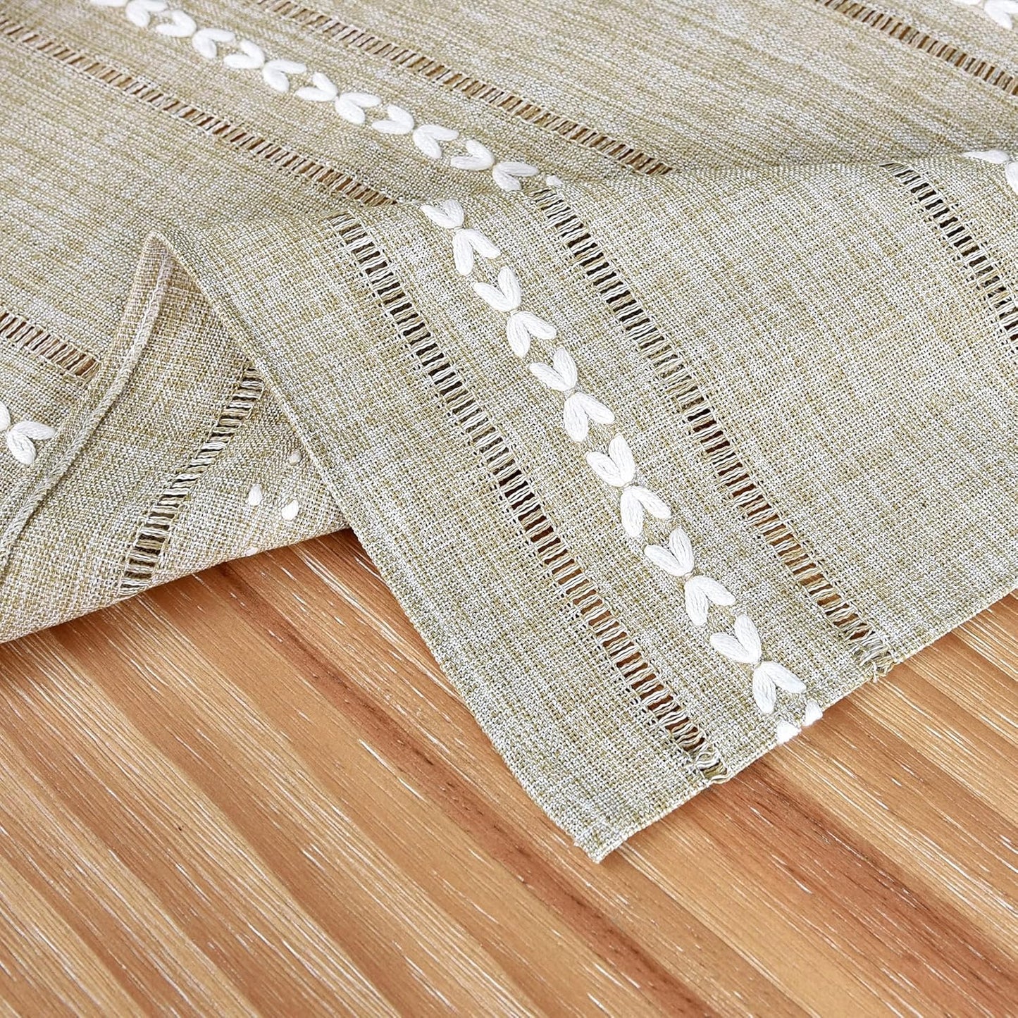 Farmhouse Embroidered 52x52 Inch Square Tablecloth Linen Texture | Yellow Square Table Cloth, Rustic Jacquard Striped Tablecloth, Washable Dining Table Cover for Kitchen Home Decoration
