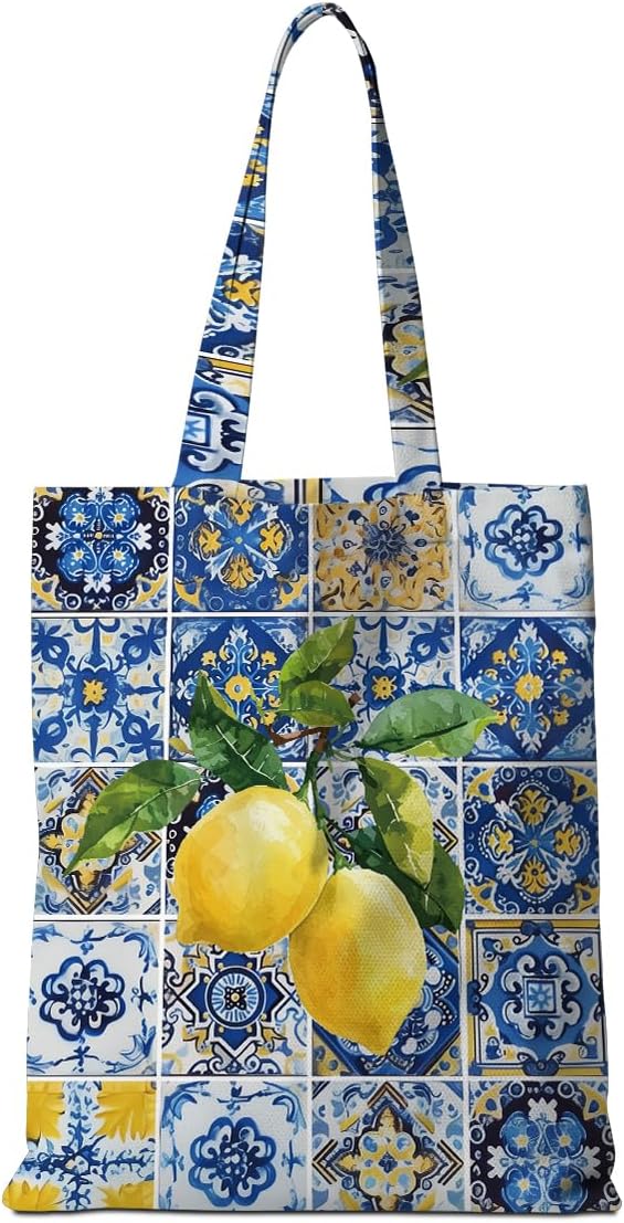 Lemon Tote Bag Italy Travel Lemon Lovers Gifts Shopping Bags | Weekender Bag Italian Gift for Women Sister Friend, Reusable Grocery Bags for Shopping Travelling Vacation Christmas