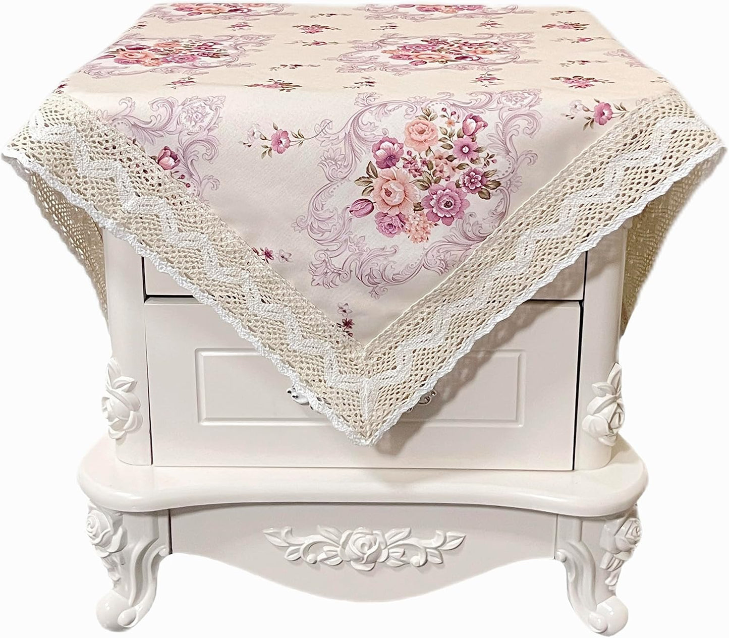 Square Nightstand Tablecloth, Bedside/End Tablecloth - Dustproof, Fits Coffee Table/Printer - Light Yellow, 30 * 30 Inches