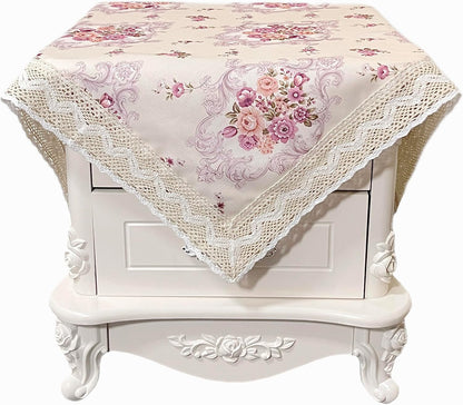 Square Nightstand Tablecloth, Bedside/End Tablecloth - Dustproof, Fits Coffee Table/Printer - Light Yellow, 30 * 30 Inches