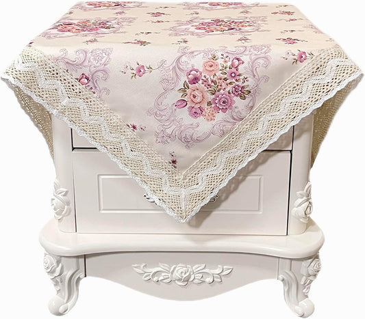 Square Nightstand Tablecloth, Bedside/End Tablecloth - Dustproof, Fits Coffee Table/Printer - Light Yellow, 30 * 30 Inches