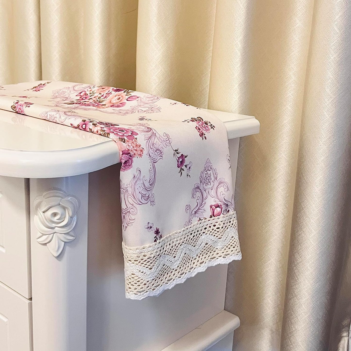 Square Nightstand Tablecloth, Bedside/End Tablecloth - Dustproof, Fits Coffee Table/Printer - Light Yellow, 30 * 30 Inches
