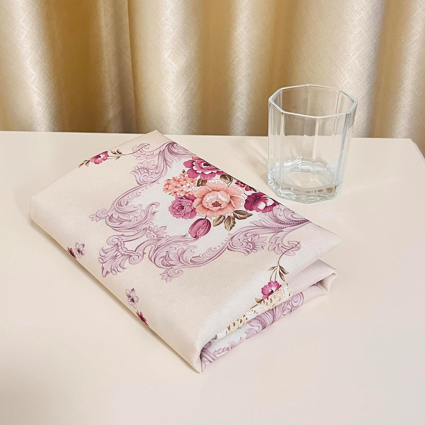 Square Nightstand Tablecloth, Bedside/End Tablecloth - Dustproof, Fits Coffee Table/Printer - Light Yellow, 30 * 30 Inches