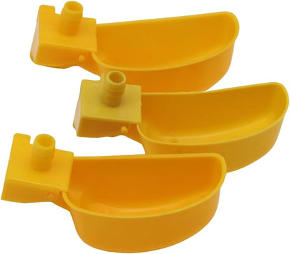 Auto-Fill Quail Water Cups 12Sets DIY Clips-on Cage for Bird Rabbit(Yellow) | Automatic,Keep Fresh Water, No Mess,Easy to Install, with T-fittings & Mounting Screws,for Parakeets, cockatiels, budgies