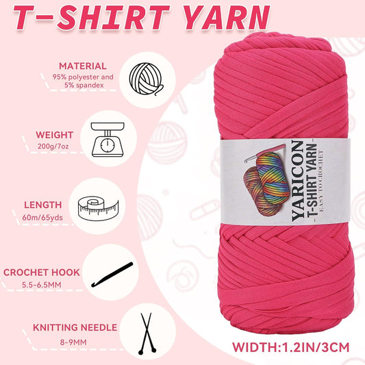 2 Pack T Shirt Yarn for Crocheting, Elastic Tshirt Yarn for Crochet Bag/Baskets/Home Decor 200g*2(Golden Yellow)
