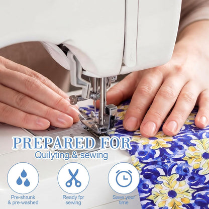 60 Pcs Summer Lemon Fabric Squares Bundles 10x10 Inch Blue Yellow Capri Cotton Quilting Fabric Mediterranean Lemon Fat Quarters Quilt Patchwork Material for Sewing DIY Crafts Supplies