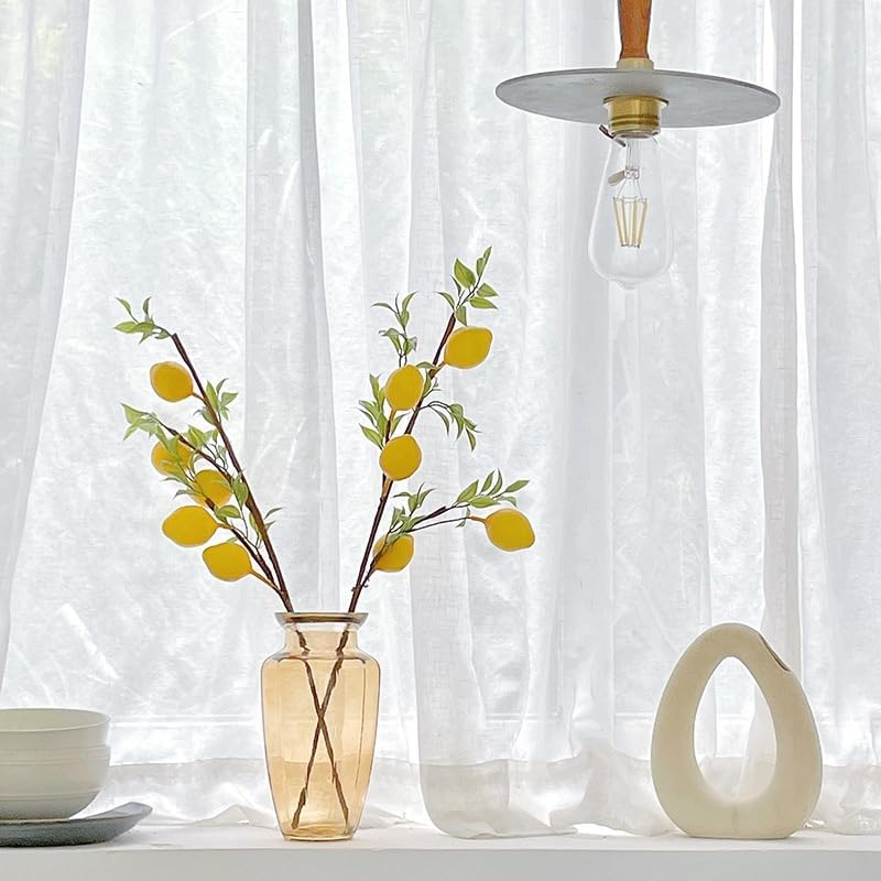 3 Pcs Artificial Lemon Decor 19" Yellow Fake Lemons Branch Beautiful | Lemon Branches Decoration for Home Holiday Farmhouse Table Centerpiece and Home Decoration