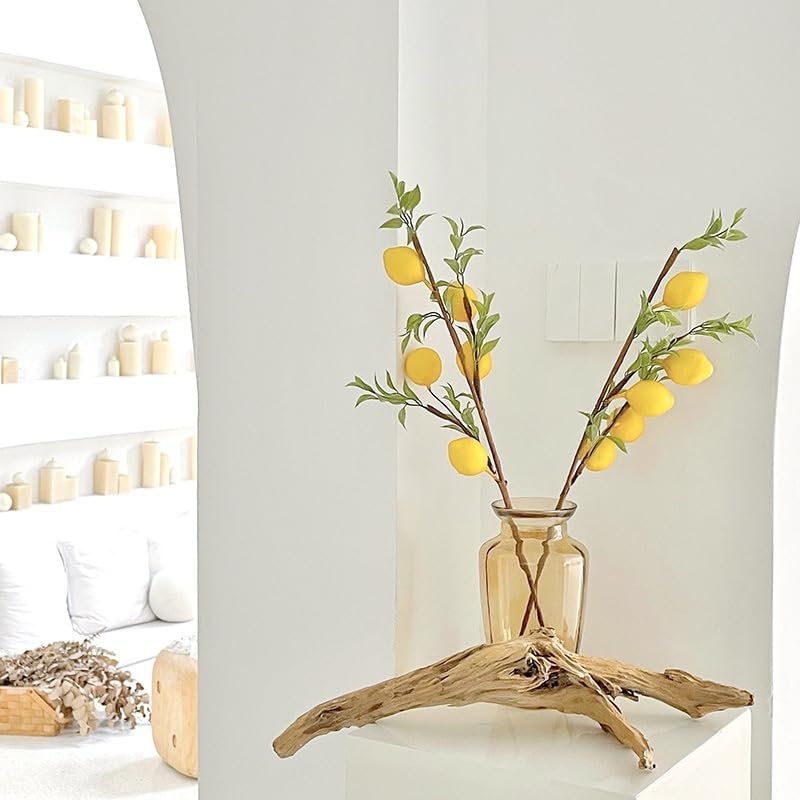 3 Pcs Artificial Lemon Decor 19" Yellow Fake Lemons Branch Beautiful | Lemon Branches Decoration for Home Holiday Farmhouse Table Centerpiece and Home Decoration