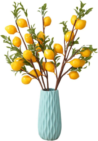 3 Pcs Artificial Lemon Decor 19" Yellow Fake Lemons Branch Beautiful | Lemon Branches Decoration for Home Holiday Farmhouse Table Centerpiece and Home Decoration