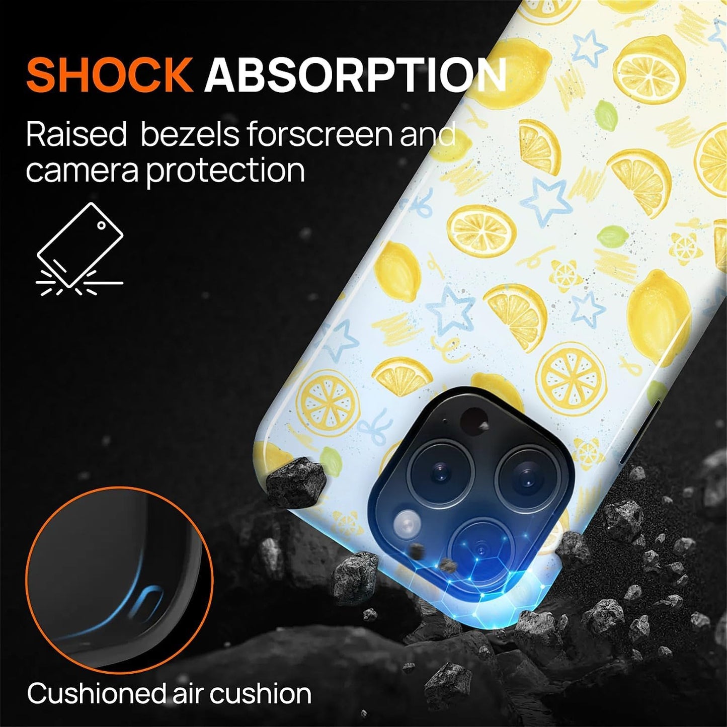for iPhone 15 Pro Max Case Cute - Dual-Layer Hard Shell + Silicone Cover - Aesthetic Protective Phone Case for Women Girls -Summer Lemon
