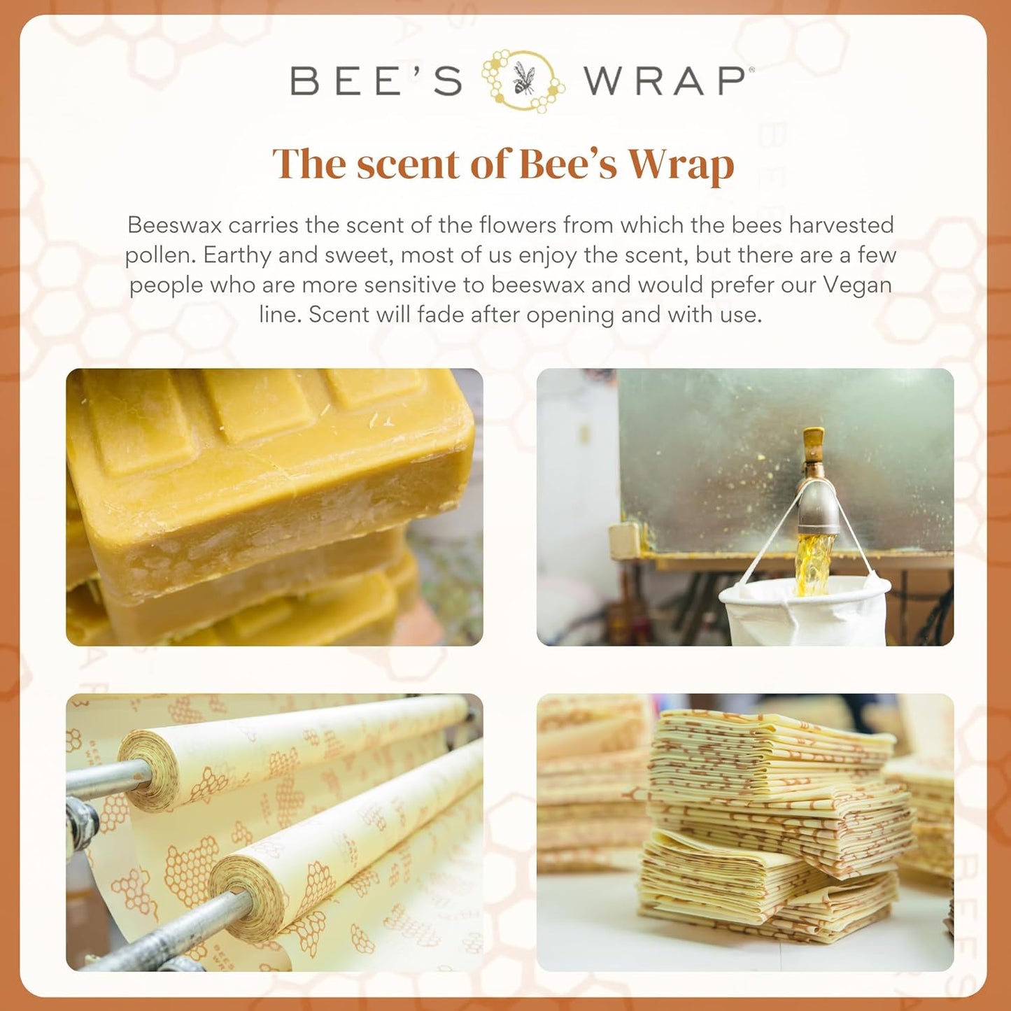 Beeswax Food Wraps, 3 Large Pack - Honeycomb | Organic Beeswax Wraps - Plastic Free - Reusable Food Storage - Cheese, Produce, Bowls & Leftovers - Made in USA