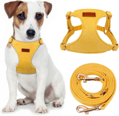 No Pull Puppy Harness and Multifunction Dog Leash Set- 8 Colors Soft Adjustable No Choke Escape Proof Cute,Lightweight Pet Vest Harness for Small and Medium Dog (S, Yellow)