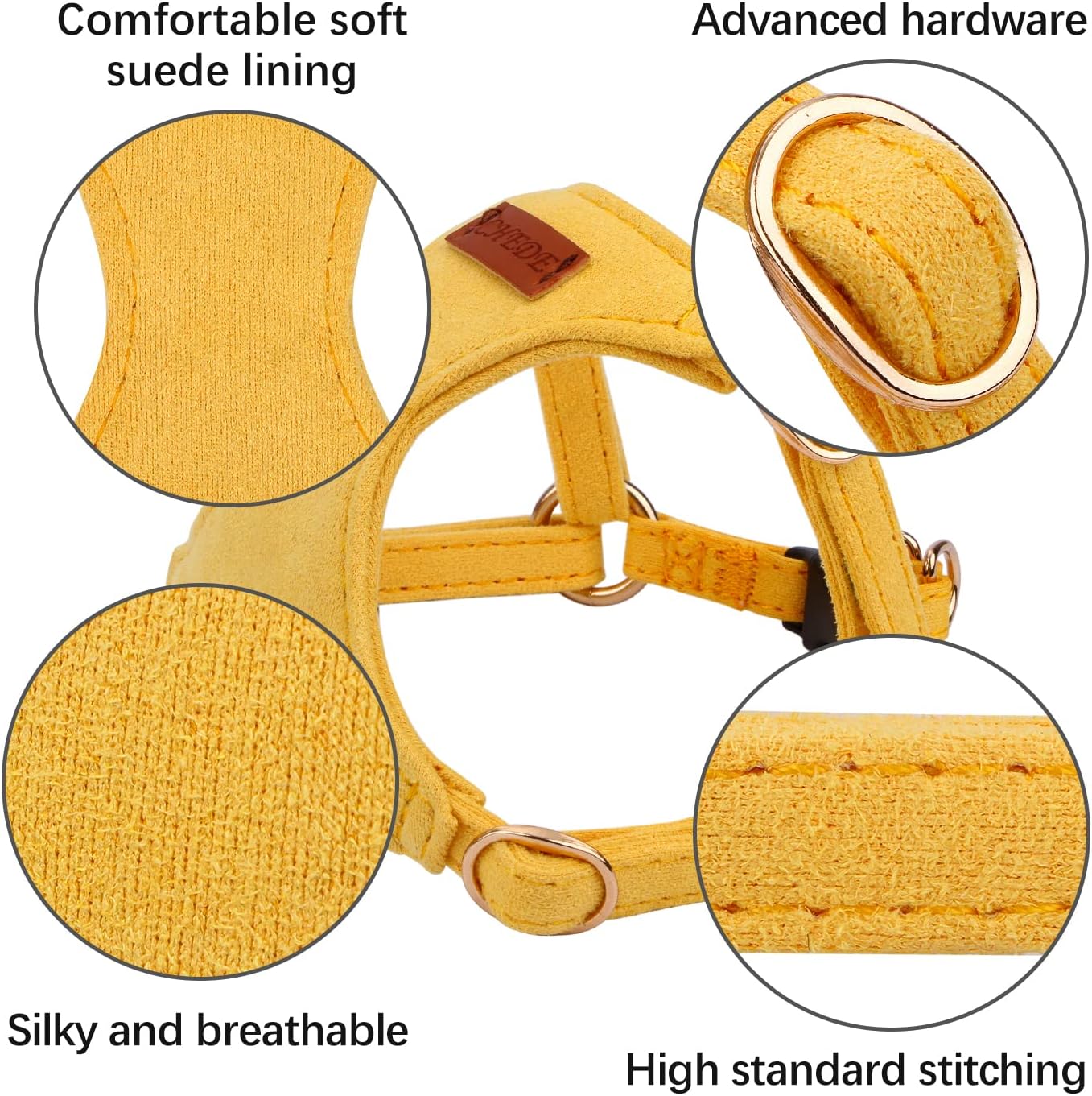 No Pull Puppy Harness and Multifunction Dog Leash Set- 8 Colors Soft Adjustable No Choke Escape Proof Cute,Lightweight Pet Vest Harness for Small and Medium Dog (S, Yellow)