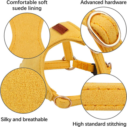 No Pull Puppy Harness and Multifunction Dog Leash Set- 8 Colors Soft Adjustable No Choke Escape Proof Cute,Lightweight Pet Vest Harness for Small and Medium Dog (S, Yellow)