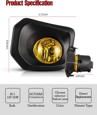 Fog Lights For 2016-2023 Toyota Tacoma (Fit SR, SR5 Model Only) With Yellow Lens 2PCS