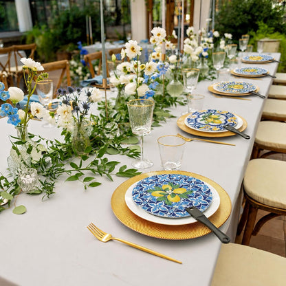 30 Pcs Capri Lemon Handheld Fan Bulk Amalfi Coast Party Decorations 5 Styles Chinoiserie Porcelain Mediterranean Lemon Plastic Round Hand Fans for Wedding Birthday Bridal Shower Party Favors