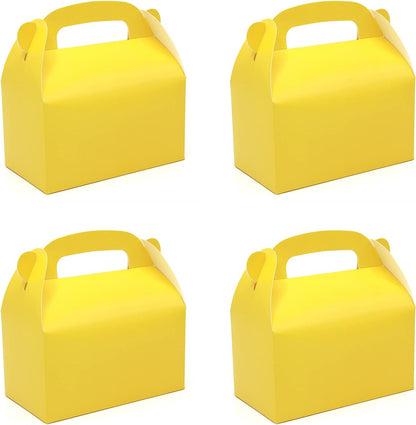 30-Pack Yellow Party Favor Treat Boxes Goodie Candy Gable Box | Paper Gift Boxes with Handles Perfect for Construction and Chic Yellow Submarine Party Decoration Supplies
