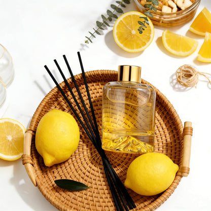 Reed Diffuser Set, Lemon Verbena Oil Diffusers 5.07 fl oz Scented Diffuser with Sticks Home Fragrance Reed Diffuser for Bathroom Shelf Decor