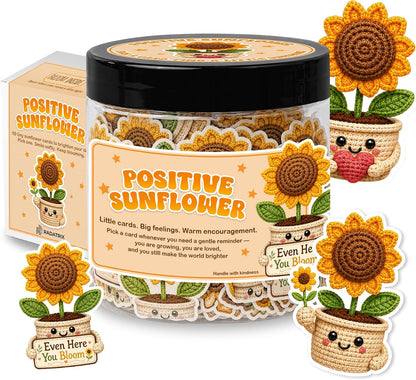 Positive Sunshine Jar with 60 Affirmation Cards - Box of Sunshine Gifts for Women, Cheer Up & Thinking of You Gift, Yellow Encouragement Decor for Best Friend, Birthday, Get Well & Christmas