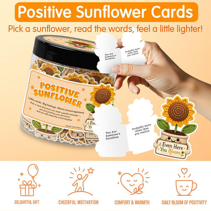Positive Sunshine Jar with 60 Affirmation Cards - Box of Sunshine Gifts for Women, Cheer Up & Thinking of You Gift, Yellow Encouragement Decor for Best Friend, Birthday, Get Well & Christmas