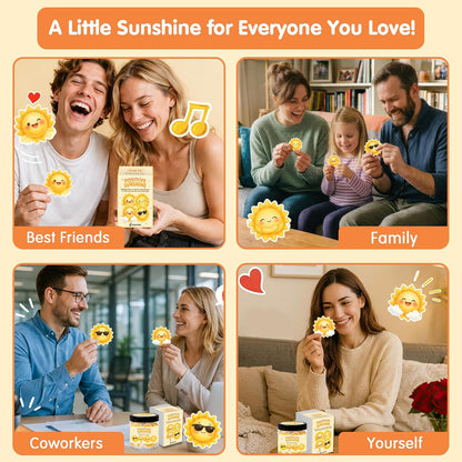 Positive Sunshine Jar with 60 Affirmation Cards - Box of Sunshine Gifts for Women, Cheer Up & Thinking of You Gift, Yellow Encouragement Decor for Best Friend, Birthday, Get Well & Christmas