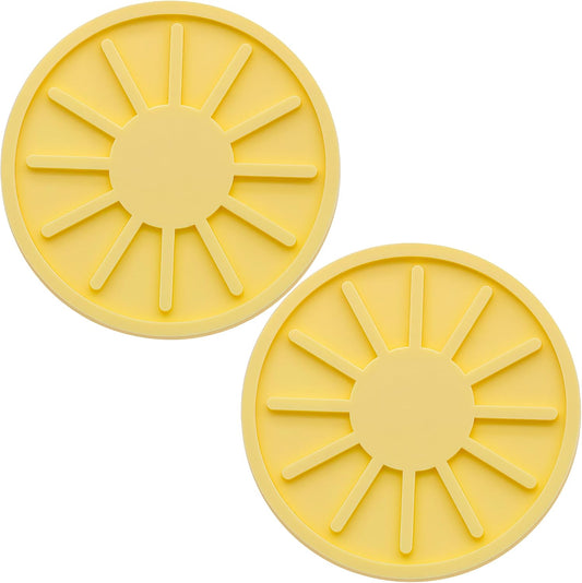 2-Piece Non-Slip Car Cup Holder Coaster – 2.75 Inch Auto Insert, Universal Fit for Cars & SUVs – Durable & Easy to Clean Drink Mat (Yellow)