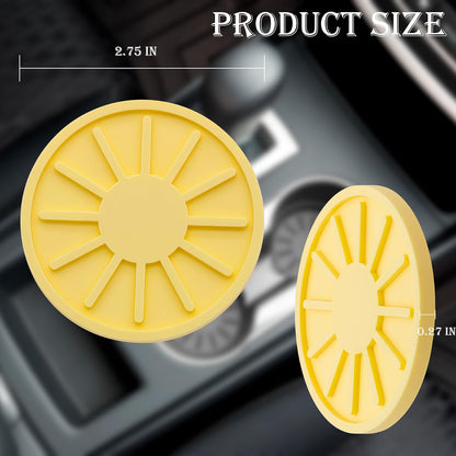 2-Piece Non-Slip Car Cup Holder Coaster – 2.75 Inch Auto Insert, Universal Fit for Cars & SUVs – Durable & Easy to Clean Drink Mat (Yellow)