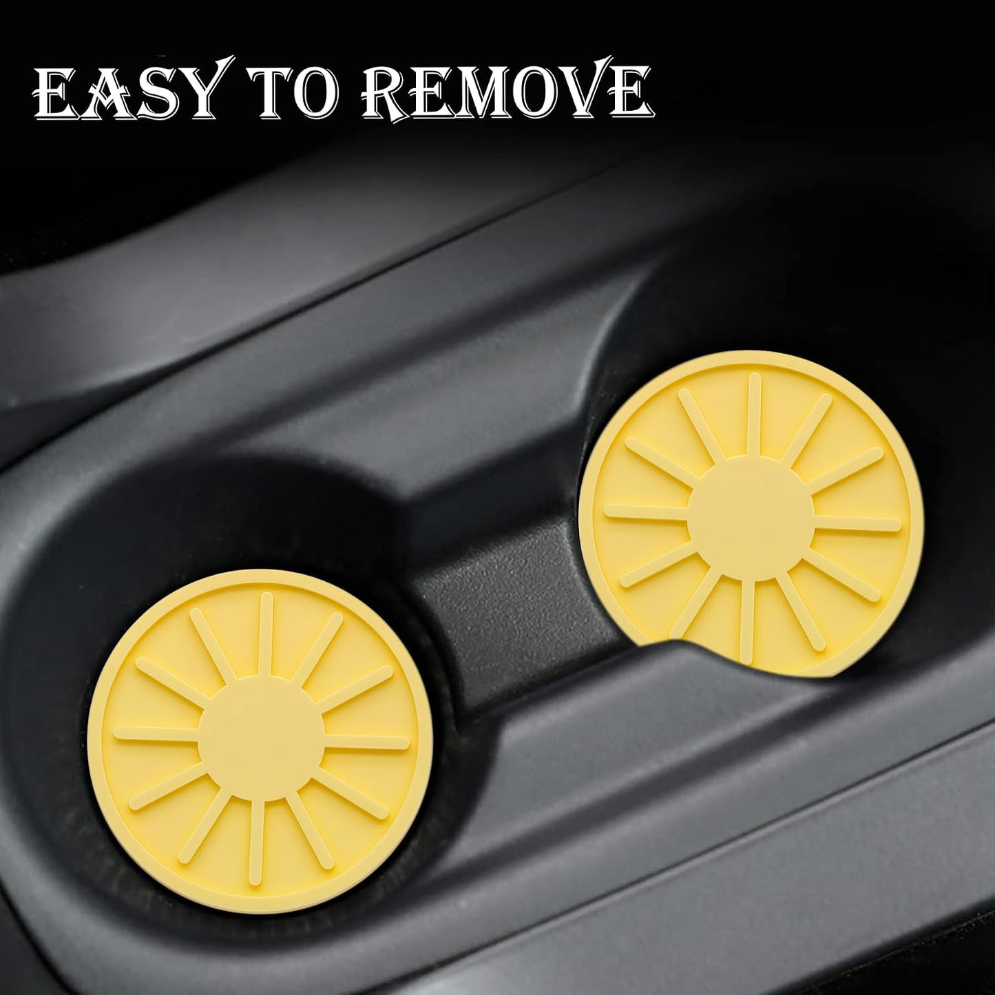 2-Piece Non-Slip Car Cup Holder Coaster – 2.75 Inch Auto Insert, Universal Fit for Cars & SUVs – Durable & Easy to Clean Drink Mat (Yellow)