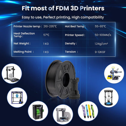 PLA Plus 3D Printer Filament, 1.75mm, 10 Colors | 10KG Bundle, Neatly Wound, 1kg Spool, Black+White+Grey+Green+Blue+Grassgreen+Bluegrey+Pureyellow+Red+Orange