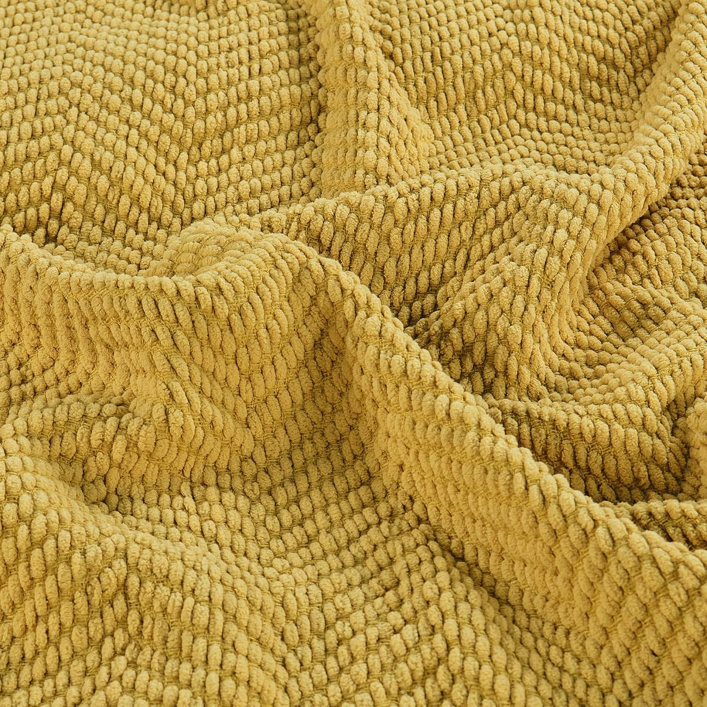 Yellow Throw Blanket Knitted Tweed Throw 60'' x 80'', Lemon Curry, Super Soft Cozy Warm Comfortable Breathable Throw for Living Room Chair Couch Bed Sofa Bedroom Home Décor
