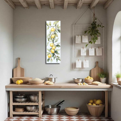 Lemon Pictures for Kitchen Lemon Wall Art Citrus Canvas Prints Yellow Fruit Tree Poster Summer Paintings Farmhouse Kitchen Decor Frame (White, (24L x 8W))