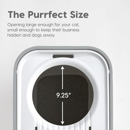 Large Top Entry Cat Litter Box with Lid, Enclosed Covered Cat Litter Box for Indoor Cats, Dog Proof Design, Odor Control, Litter Tracking Reduction, Scoop Included, Gray/White