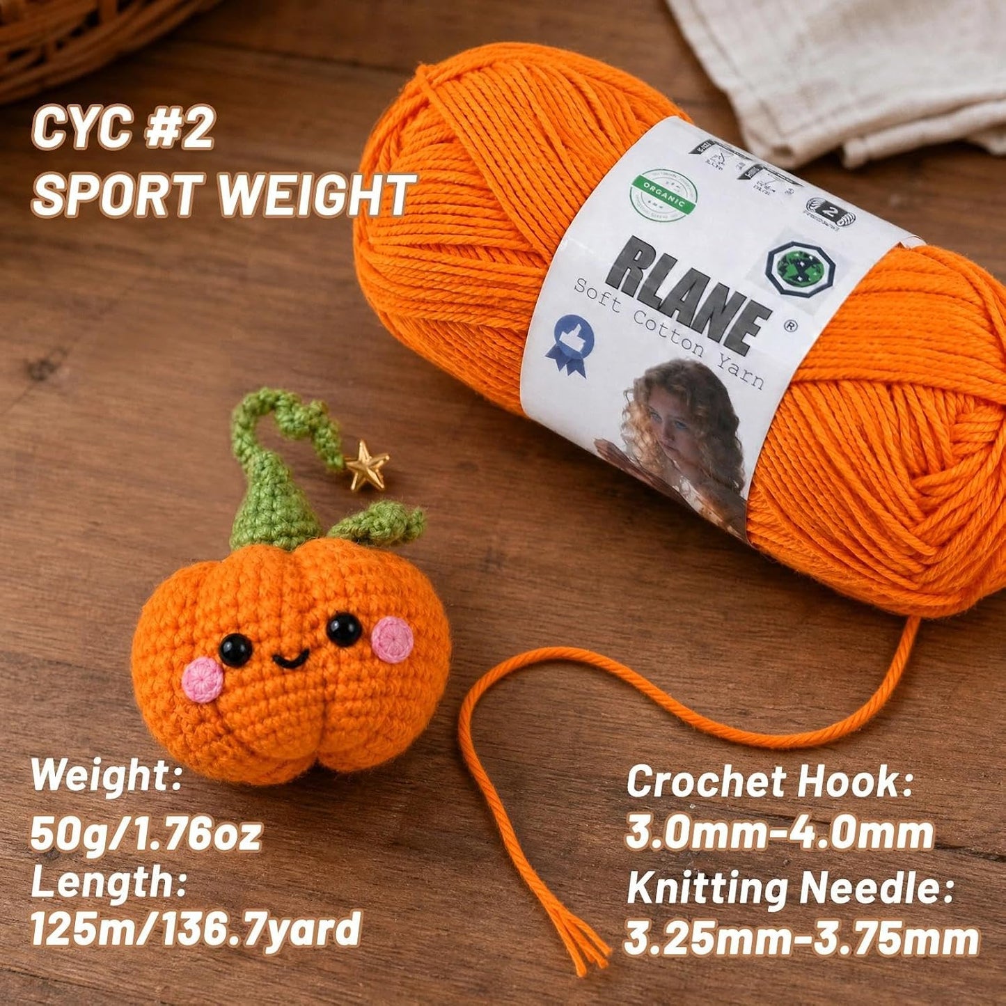 Cotton Yarn for Crocheting - 3 Pack of 137Yards/50g - Soft 100% Cotton Yarn for Knitting Clothes, Coasters, Baby Hats, Sport Weight CYC #2 Crochet Yarn (3, Golden Yellow)