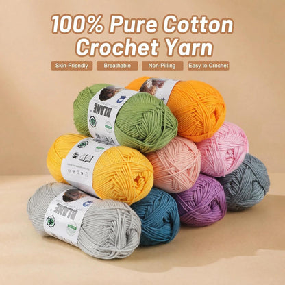 Cotton Yarn for Crocheting - 3 Pack of 137Yards/50g - Soft 100% Cotton Yarn for Knitting Clothes, Coasters, Baby Hats, Sport Weight CYC #2 Crochet Yarn (3, Golden Yellow)
