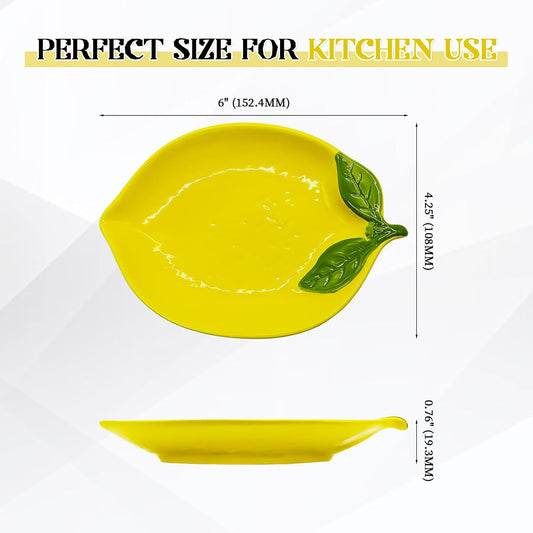 2 PCS Lemon Spoon Rest Set, Ceramic Spoon Rests for Stove Top & Kitchen Counter, Lemon Kitchen Decor and Accessories, Coffee Bar Spoon Rest Holder, Dishwasher Safe Yellow