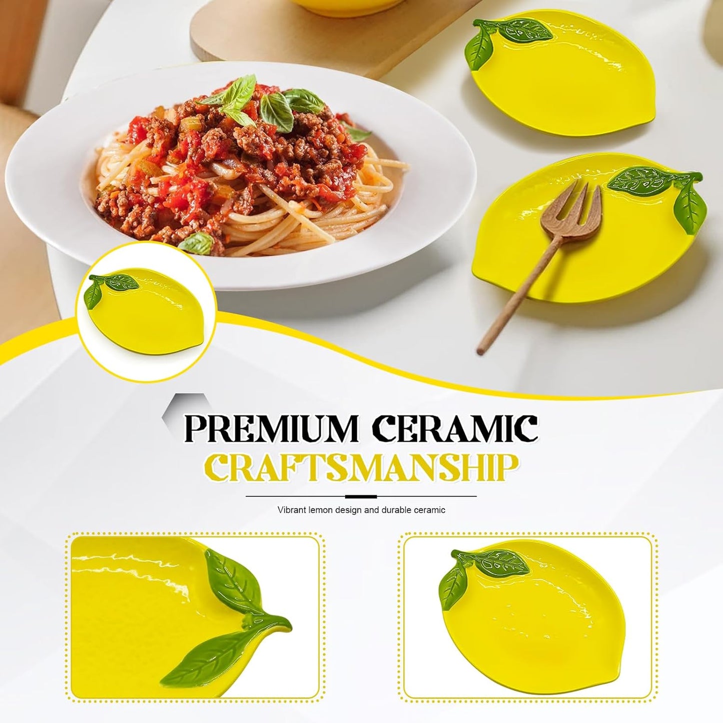 2 PCS Lemon Spoon Rest Set, Ceramic Spoon Rests for Stove Top & Kitchen Counter, Lemon Kitchen Decor and Accessories, Coffee Bar Spoon Rest Holder, Dishwasher Safe Yellow