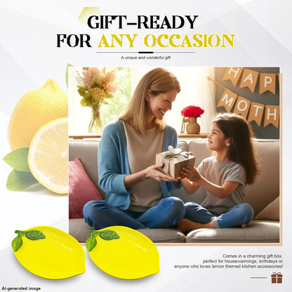2 PCS Lemon Spoon Rest Set, Ceramic Spoon Rests for Stove Top & Kitchen Counter, Lemon Kitchen Decor and Accessories, Coffee Bar Spoon Rest Holder, Dishwasher Safe Yellow