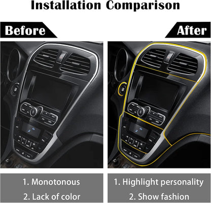 Car Interior Trim Strips,Universal 33ft Car Electroplating Decoration Styling Door Dashboard, Flexible Interior Trim Accessories with Installing Tool(Yellow)