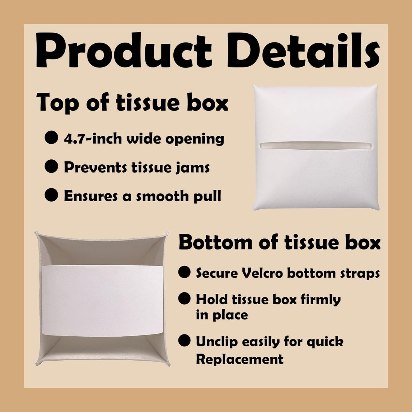 Lemon Tissue Box Cover Square - Leaves & Lemon Tissue Holder - Waterproof Facial Paper Organizer for Home Bathroom Office - Desk Tabletop Supplies Decorative Dispenser Box - A05