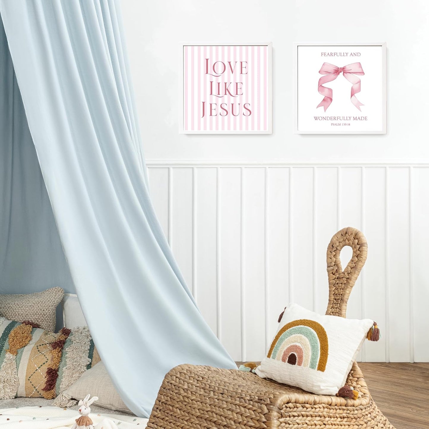 Coquette Yellow Bow Jesus Wall Art Decor Posters, Butter Yellow Bow Christian Room Bedroom Bathroom Dorm Wall Art Decor Aesthetic for College Teen Girls Gifts, Inspirational Bible Verses Bow Wall Decor, 10x8 Inch Set of 4 Bow Pictures(UNFRAMED)