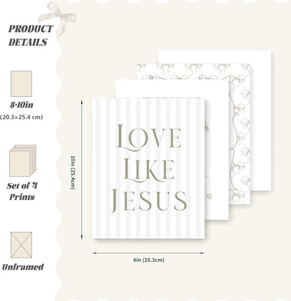 Coquette Yellow Bow Jesus Wall Art Decor Posters, Butter Yellow Bow Christian Room Bedroom Bathroom Dorm Wall Art Decor Aesthetic for College Teen Girls Gifts, Inspirational Bible Verses Bow Wall Decor, 10x8 Inch Set of 4 Bow Pictures(UNFRAMED)